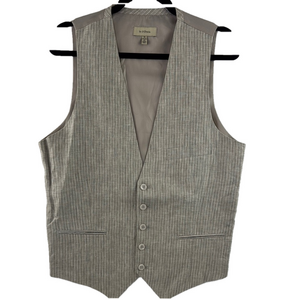 Le Chateau Men's Gray with White  Pinstripe Vest Classic Slim Fit